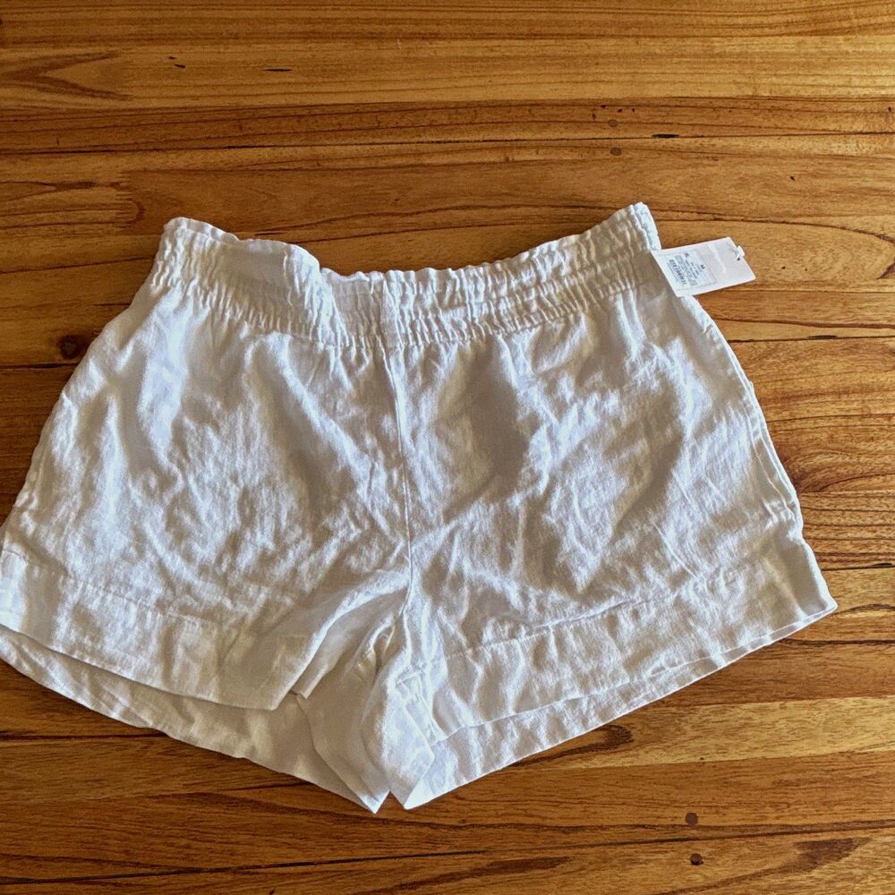 A New Day Women’s High-Rise Pull-On Elastic Waist Linen Blend Shorts White M